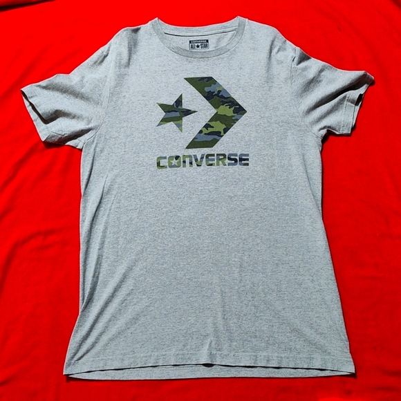 Converse Tee Shirt Grey w/Camo Logo Large Size - Picture 1 of 2